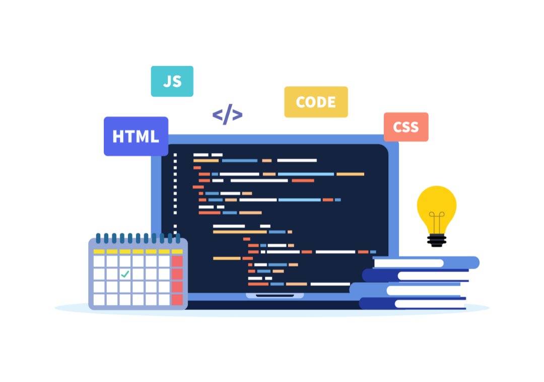 Logo for Web Development showing monitor and languages- IT courses Item